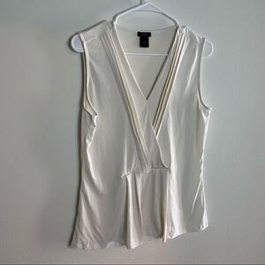 White Anne Taylor Tank Top Sleeveless Blouse size Small Business Casual